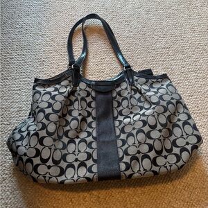 Coach Black and Gray Monogram Tote Bag